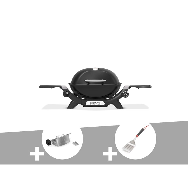 Weber - Barbecue à gaz q 1200n noir + rôtissoire + spatule - weber