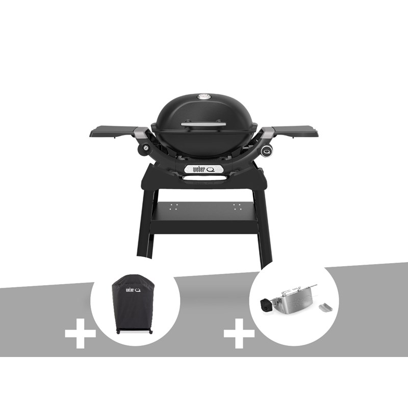 Weber - Barbecue à gaz q 1200n noir avec pied + housse + rôtissoire - weber