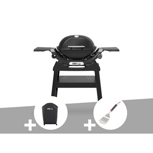 Barbecue à gaz q 1200n noir avec pied + housse + spatule - weber