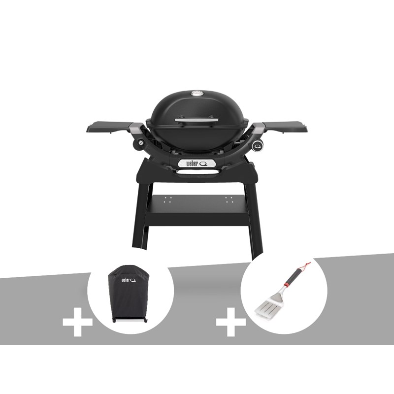 Barbecue à gaz q 1200n noir avec pied + housse + spatule - weber
