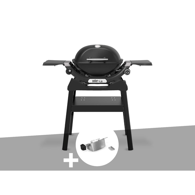 Weber - Barbecue à gaz q 1200n noir avec pied + rôtissoire - weber