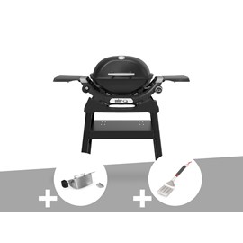 Barbecue à gaz q 1200n noir avec pied + rôtissoire + spatule - weber