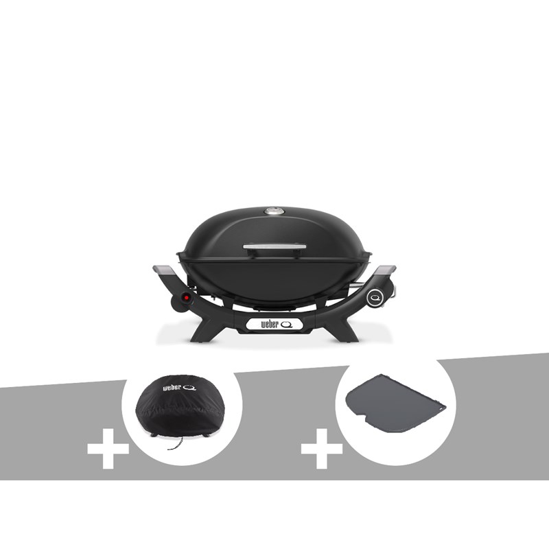 Barbecue à gaz q 2100n noir + housse + plancha (1&nbsp;2) - weber