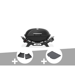 Barbecue à gaz q 2100n noir + plan de travail + plancha (1&nbsp;2) - weber