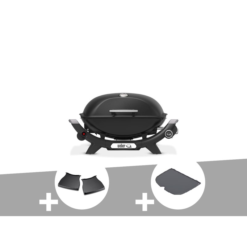 Barbecue à gaz q 2100n noir + plan de travail + plancha (1&nbsp;2) - weber