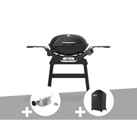 Barbecue à gaz q 2200n noir avec pied + rôtissoire + housse - weber