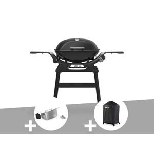 Barbecue à gaz q 2200n noir avec pied + rôtissoire + housse - weber