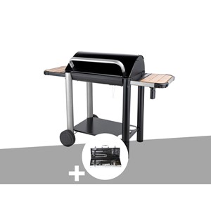 Barbecue charbon vulcano 3000 + malette 8 accessoires inox - somagic