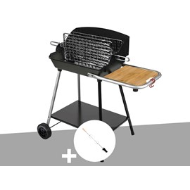 Barbecue à charbon excel duo grill sur chariot + tournebroche - somagic