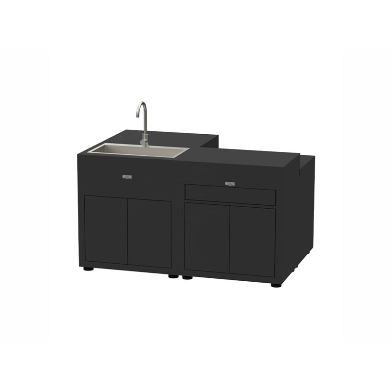 Le Marquier - Cuisine îlot 4 éléments noir - le marquier