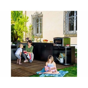 Meuble cuisine extérieure arrondi droite, 80 x 55 cm noir - le marquier