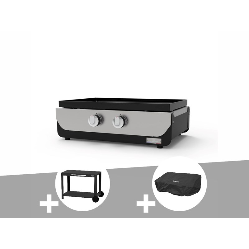 Plancha original gaz 260 duo + desserte + housse de protection - le marquier