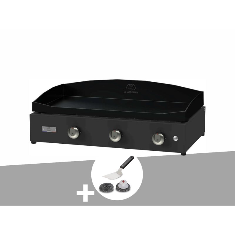 Plancha pure 375 noire gaz + kit de nettoyage - le marquier