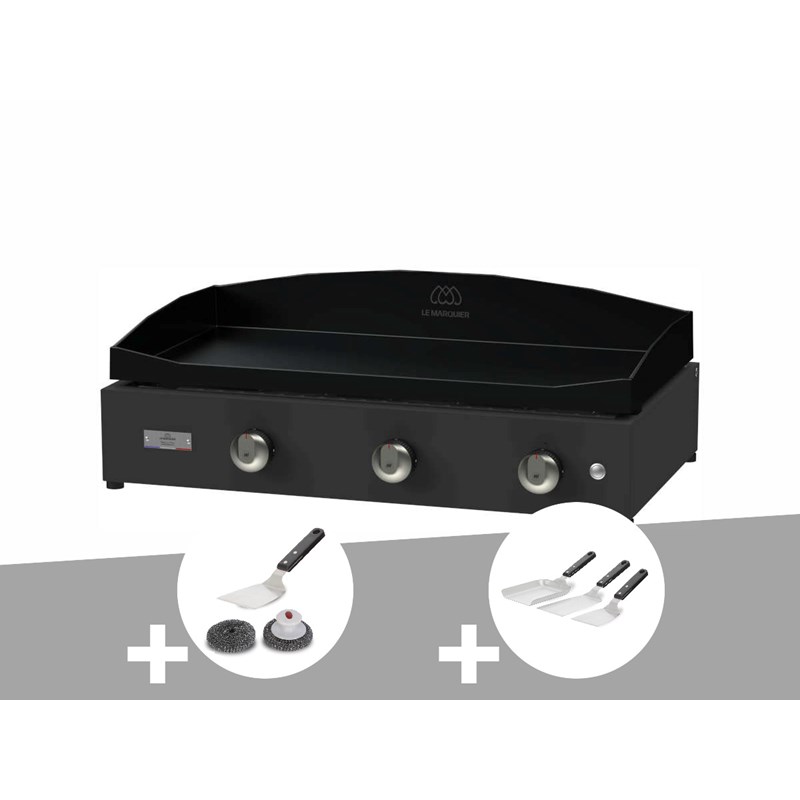 Plancha pure 375 noire gaz + kit de nettoyage + kit 3 spatules - le marquier