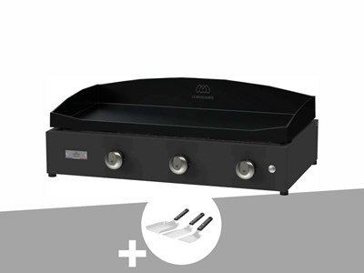 Plancha pure 375 noire gaz + kit 3 spatules - le marquier