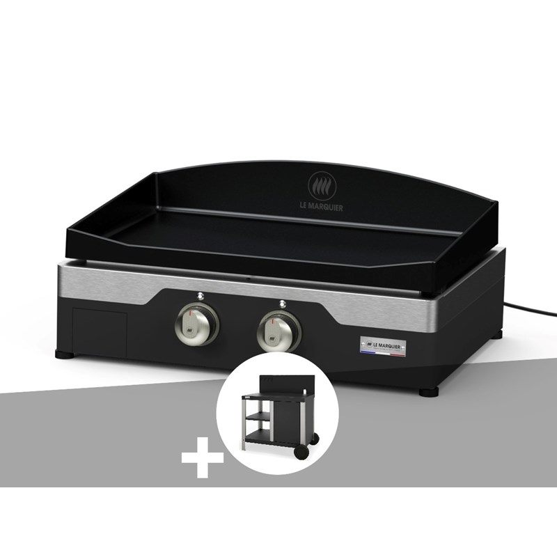 LE MARQUIER Plancha &eacute;lectrique allure 260 duo 60 x 40 cm + desserte - 
