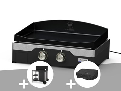 Plancha électrique allure 260 duo 60 x 40 cm + desserte + housse - le marquier