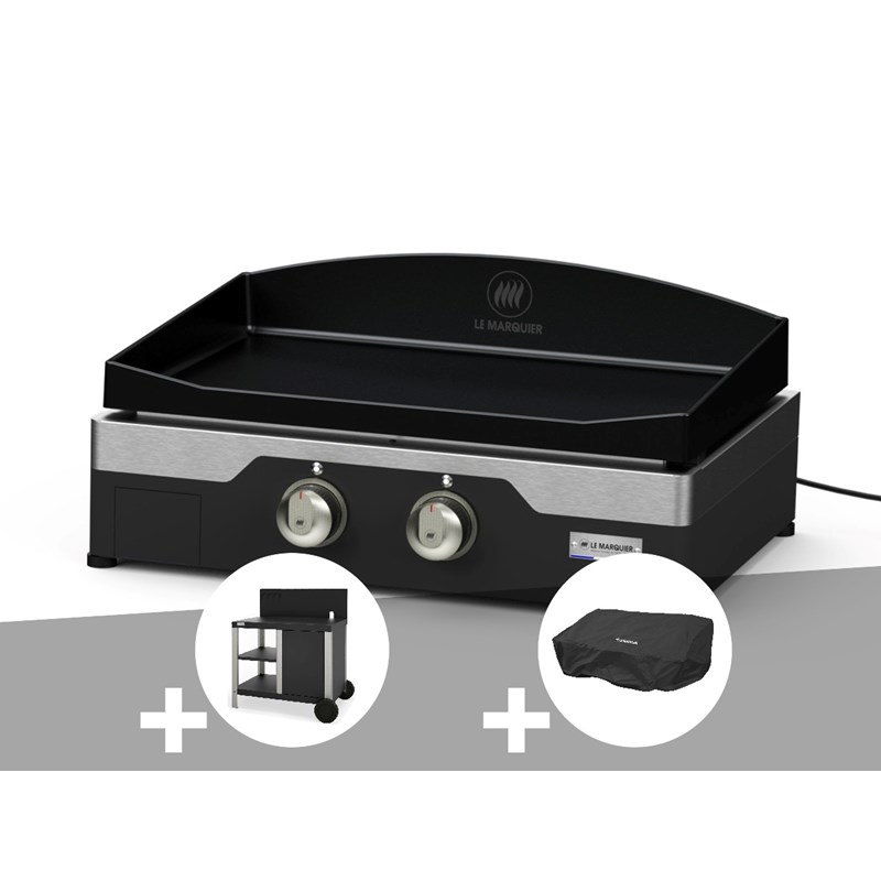 Le Marquier - Kit plancha électrique allure 260 duo le marquier + desserte + housse