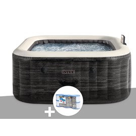Kit spa gonflable intex purespa ardoise carré bulles 4 places + 6 filtres