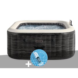 Kit spa gonflable intex purespa ardoise carré bulles 4 places + aspirateur