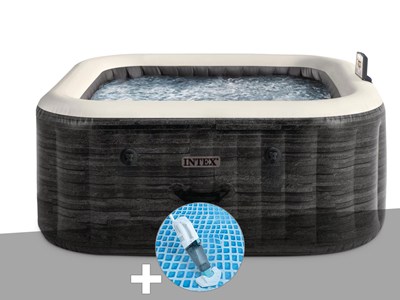 Kit spa gonflable intex purespa ardoise carré bulles 4 places + aspirateur