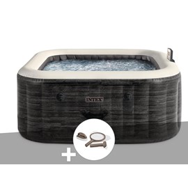 Kit spa gonflable intex purespa ardoise carré bulles 4 places + kit d'entretien
