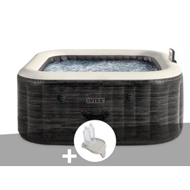 Kit spa gonflable intex purespa ardoise carré bulles 4 places + porte-verre