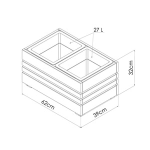 Jardinière en bois lasuré 2 bacs geteborg