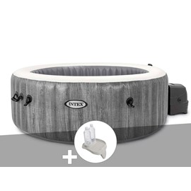 Kit spa gonflable intex purespa baltik rond bulles 4 places + porte-verre