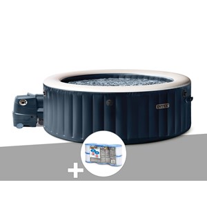 Kit spa gonflable intex purespa blue navy rond bulles 6 places + 6 filtres