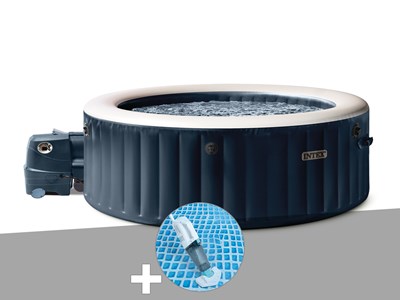 Kit spa gonflable intex purespa blue navy rond bulles 6 places + aspirateur