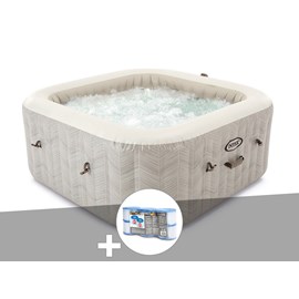 Kit spa gonflable intex purespa chevron carré bulles 4 places + 6 filtres