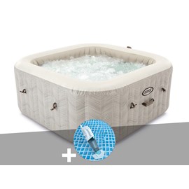 Kit spa gonflable intex purespa chevron carré bulles 4 places + aspirateur