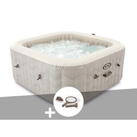 Kit spa gonflable intex purespa chevron carré bulles 4 places + kit d'entretien