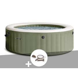 Kit spa gonflable intex purespa olive rond bulles 4 places + kit d'entretien
