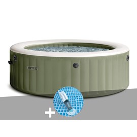 Kit spa gonflable intex purespa olive rond bulles 6 places + aspirateur