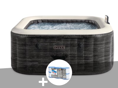 Kit spa gonflable intex purespa ardoise carré bulles 6 places + 6 filtres