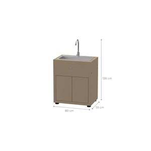 Meuble cuisine extérieure avec évier intégré - 80 x 55 cm – taupe – le marquier