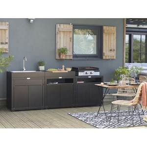 Cuisine extérieure 3 éléments sans crédence – noir – le marquier