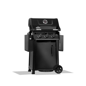 Barbecue gaz freestyle noir 3 brûleurs avec porte et brûleurs inox - napoléon