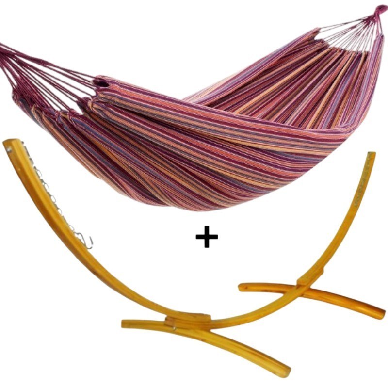 Hamac Détente - Ensemble support bois avec hamac simple violet