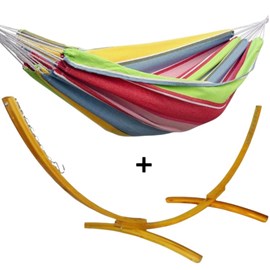 Ensemble support bois avec hamac simple confort