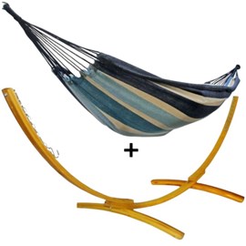 Ensemble support bois avec hamac simple marine