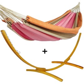 Ensemble support bois avec hamac simple résistant