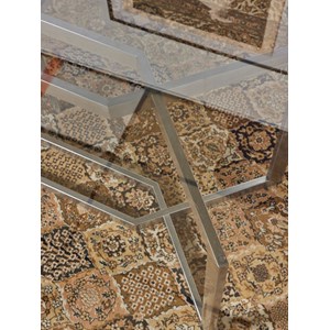 Table à manger en aluminium brossé et verre fumé n°1069