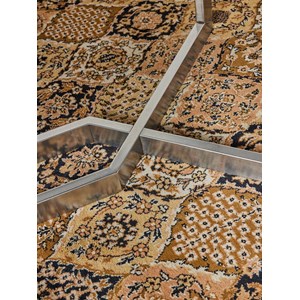 Table à manger en aluminium brossé et verre fumé n°1069