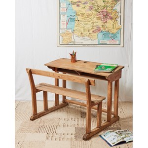 Grand bureau d'écolier en bois clair n°540