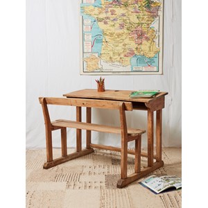 Grand bureau d'écolier en bois clair n°540