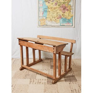 Grand bureau d'écolier en bois clair n°540