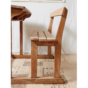 Grand bureau d'écolier en bois clair n°540